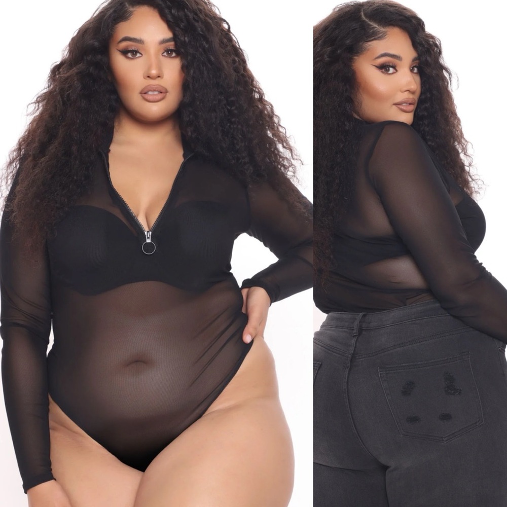 NWT Zip-Up Mesh Bodysuit- 3X